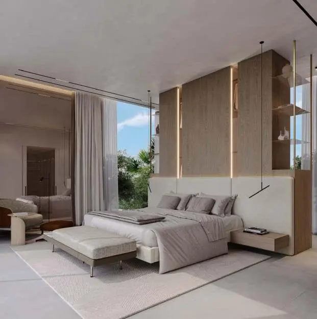 Al Naseem Villa Living Room - Luxury interior with neutral colors and oak veneer furniture