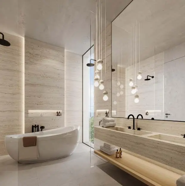 Al Naseem Villa Interior - Luxury finishes with neutral colors and bespoke oak veneer furniture
